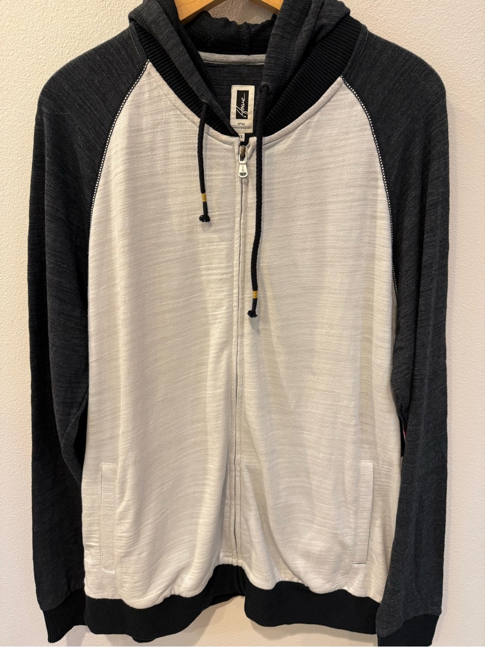 Men’s Howe Whale Bone Zip-Up Two Tone Raglan Hoodie